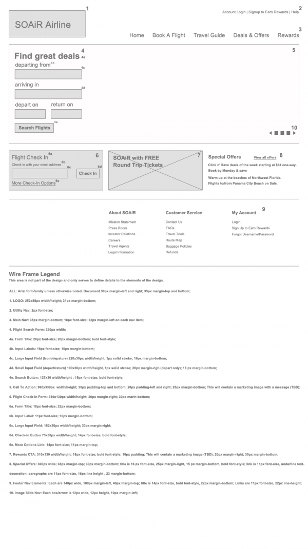 SoAir – Web Wireframe